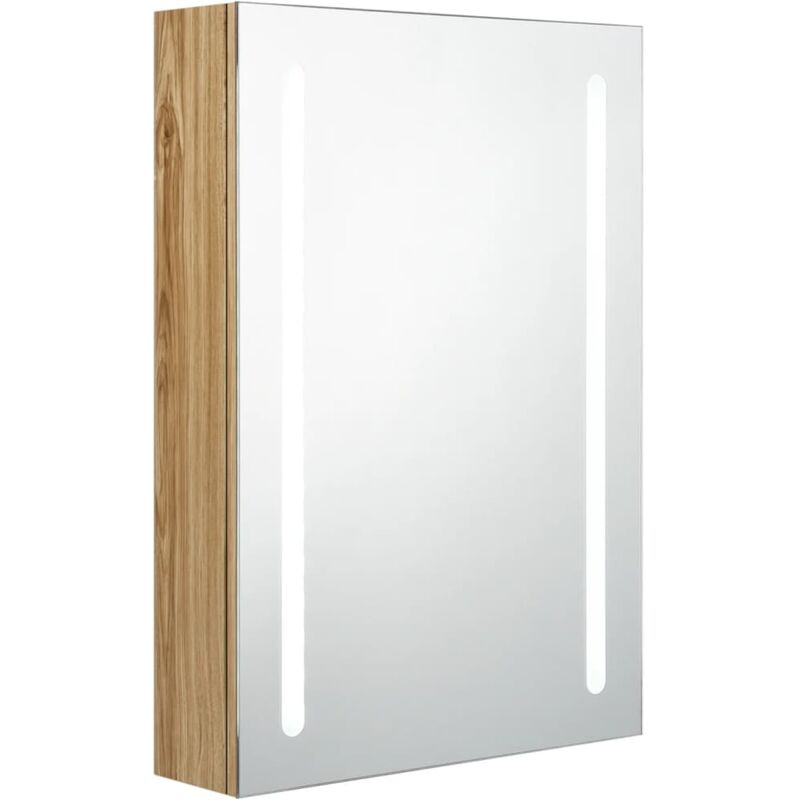 

vidaXL Armario de baño con espejo y LED color roble 50x13x70 cm - Plateado