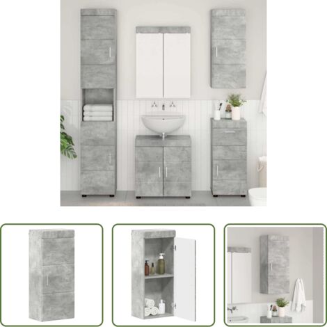 vidaXL Armario de baño con estante -  Armario de pared para baño con estante TULUM Gris Concreto