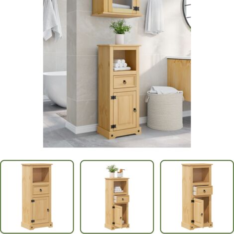 vidaXL Armario de baño con puerta -  Armario de baño Corona madera maciza de pino 45x33x110 cm