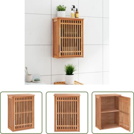 vidaXL Armario de baño de madera -  Armario de baño para pared madera maciza de nogal 42x23x60 cm