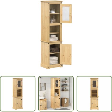 vidaXL Armario de baño de pino -  Armario de baño «Corona» madera maciza de pino 50x40x185 cm