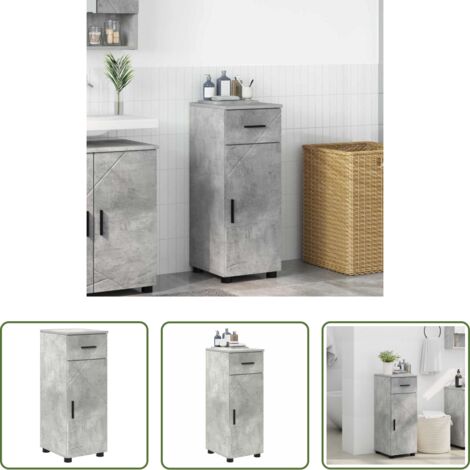 vidaXL Armario de baño gris concreto -  Gabinete de Baño con cajón Gris Concreto 30 x 35 x 80 cm