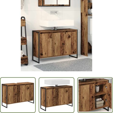 vidaXL Armario de baño industrial -  Gabinete de Baño con puerta Madera Vieja 90 x 30 x 60 cm