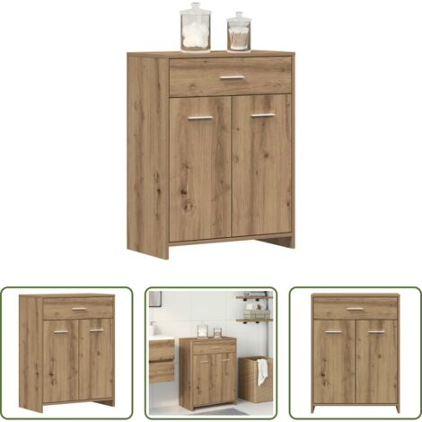 vidaXL Armario de baño madera -  Armario de baño madera de ingeniería roble artisan 60x33x80 cm
