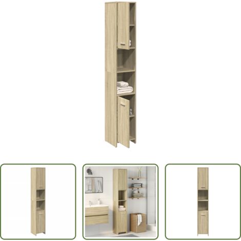 vidaXL Armario de baño madera contrachapada -  Armario de baño madera contrachapada color roble 30x30x183,5 cm