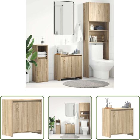 vidaXL Armario de baño madera contrachapada -  Armario de baño madera contrachapada color roble 60x33x61 cm