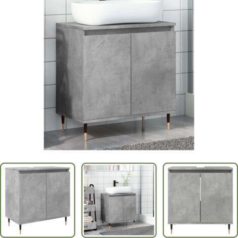 vidaXL Armario de baño madera contrachapada -  Armario de baño madera de ingeniería gris hormigón 58x33x60 cm
