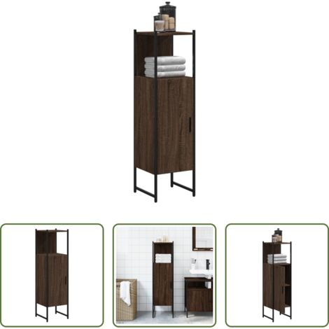 vidaXL Armario de baño madera contrachapada -  Armario de baño madera ingeniería marrón roble 33x33x120,5 cm