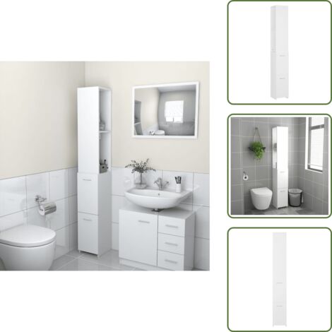 - vidaXL Armario de baño madera contrachapada blanco 25x26,5x170 cm -
