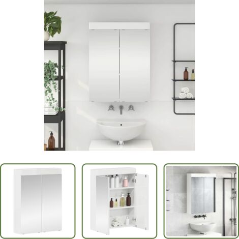 vidaXL Armario de baño moderno -  Armario con espejo de baño TULUM brillante 60 x 16,5 x 78 cm