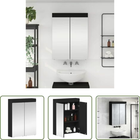 vidaXL Armario de baño moderno -  Armario con espejo de baño TULUM Negro 60 x 16,5 x 78 cm