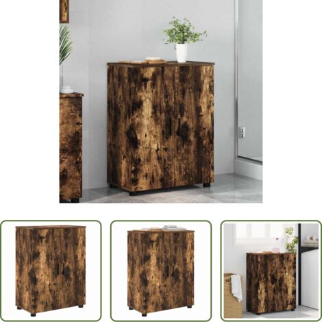 vidaXL Armario de baño moderno -  Gabinete de Baño con puerta Roble ahumado 60 x 35 x 80 cm