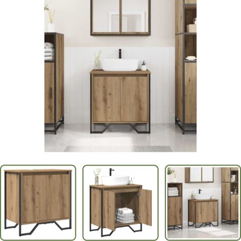 vidaXL Armario de baño moderno -  Gabinete de Lavabo para Baño Roble artesanal 60 x 35 x 60 cm
