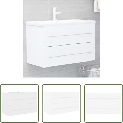 vidaXL Armario de baño -  Mueble con lavabo madera de ingeniería blanco