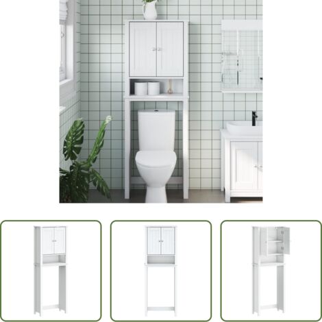 vidaXL Armario de baño -  Mueble para inodoro BERG madera maciza blanco 60x27x164,5 cm