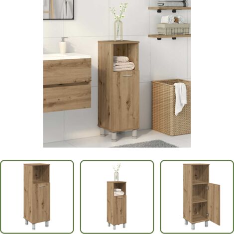 vidaXL Armario de baño roble -  Armario de baño madera contrachapada roble artisan 30x30x95 cm