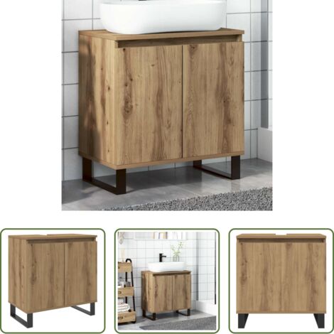 vidaXL Armario de baño roble -  Armario de baño madera de ingeniería roble artisan 58x33x60 cm