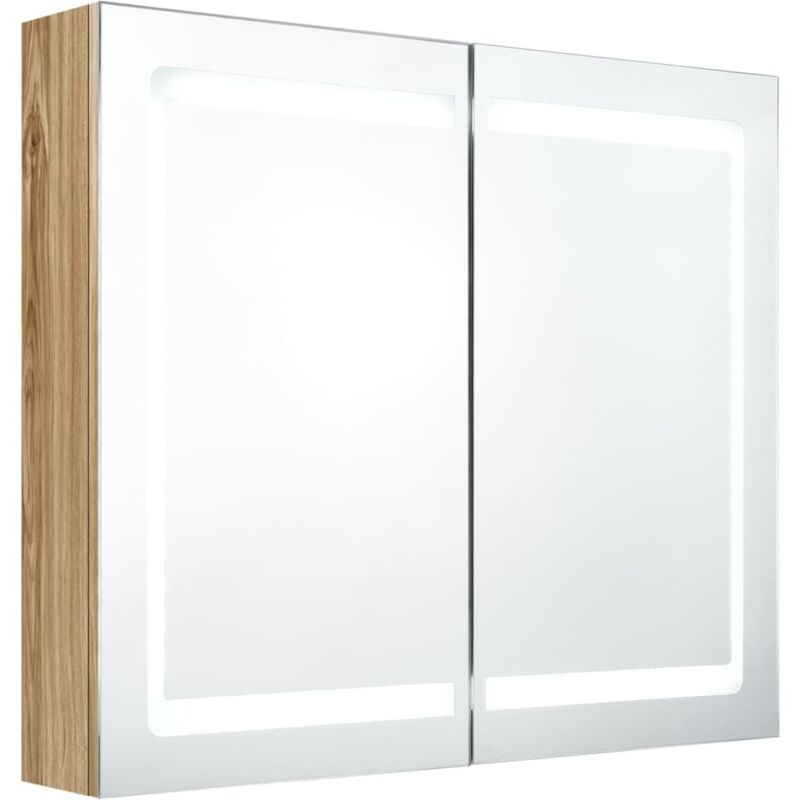 

vidaXL Armario de baño con espejo LED color roble 80x12x68 cm - Marrón