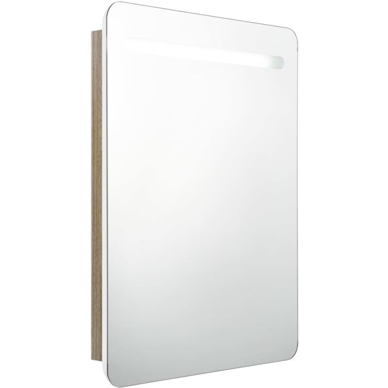 

vidaXL Armario de baño con espejo LED color roble y blanco 60x11x80 cm - Blanco