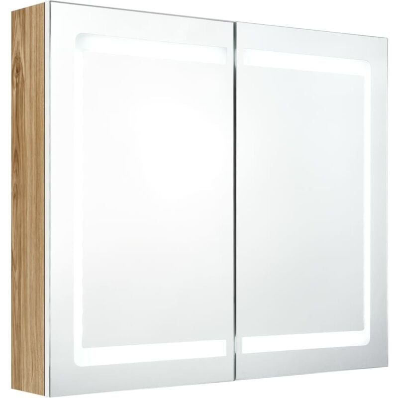 

vidaXL Armario de baño con espejo LED color roble y blanco 80x12x68 cm - Blanco