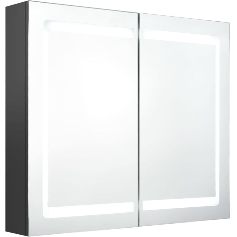 

vidaXL Armario de baño con espejo LED gris 80x12x68 cm - Gris