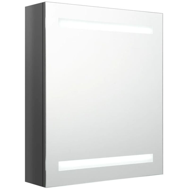 

vidaXL Armario de baño con espejo LED gris brillante 50x14x60 cm - Gris