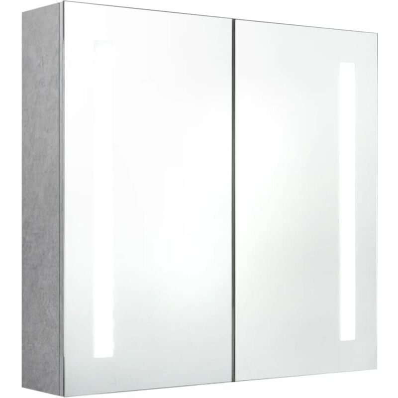 

vidaXL Armario de baño con espejo LED gris hormigón 62x14x60 cm - Gris