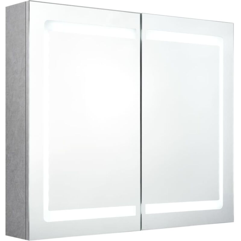 

vidaXL Armario de baño con espejo LED gris hormigón 80x12x68 cm - Gris