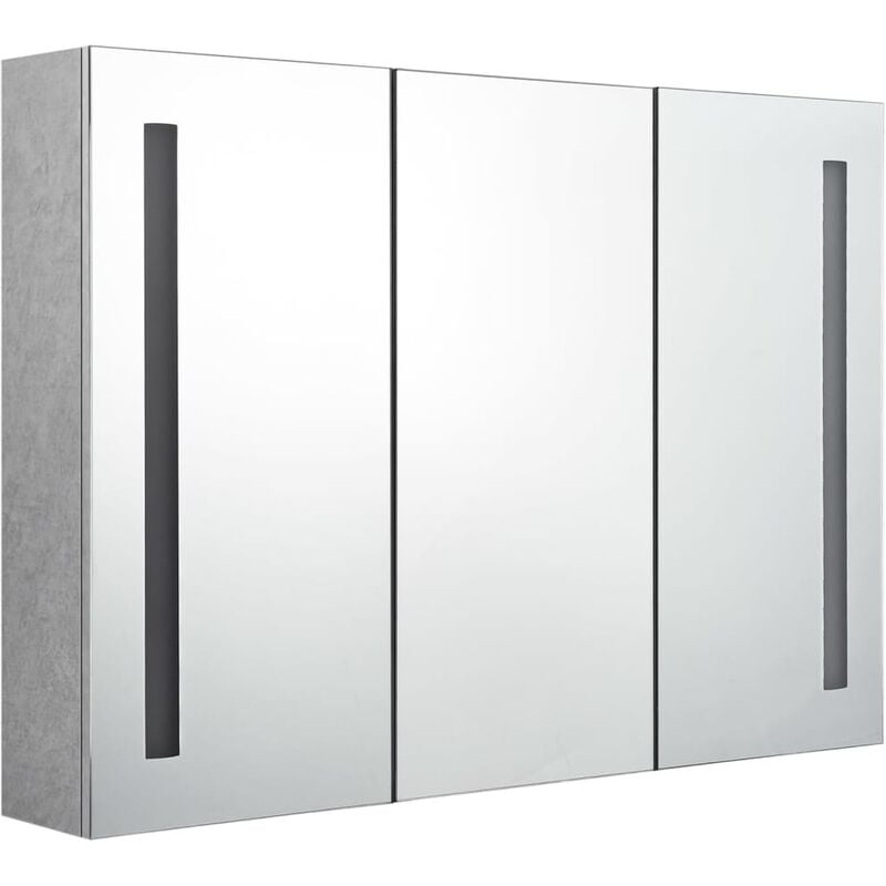 

vidaXL Armario de baño con espejo LED gris hormigón 89x14x62 cm - Gris