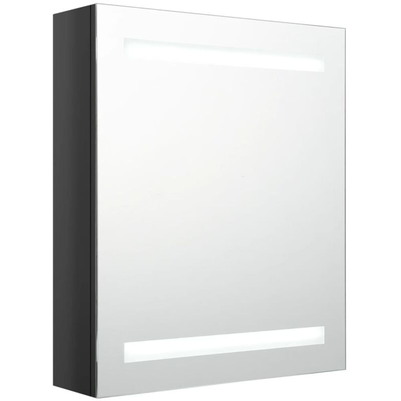 

vidaXL Armario de baño con espejo LED negro brillante 50x14x60 cm - Negro
