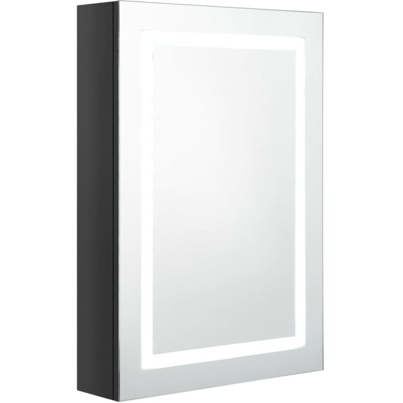 

Vidaxl - Armario de baño con espejo y LED negro brillante 50x13x70 cm - Negro