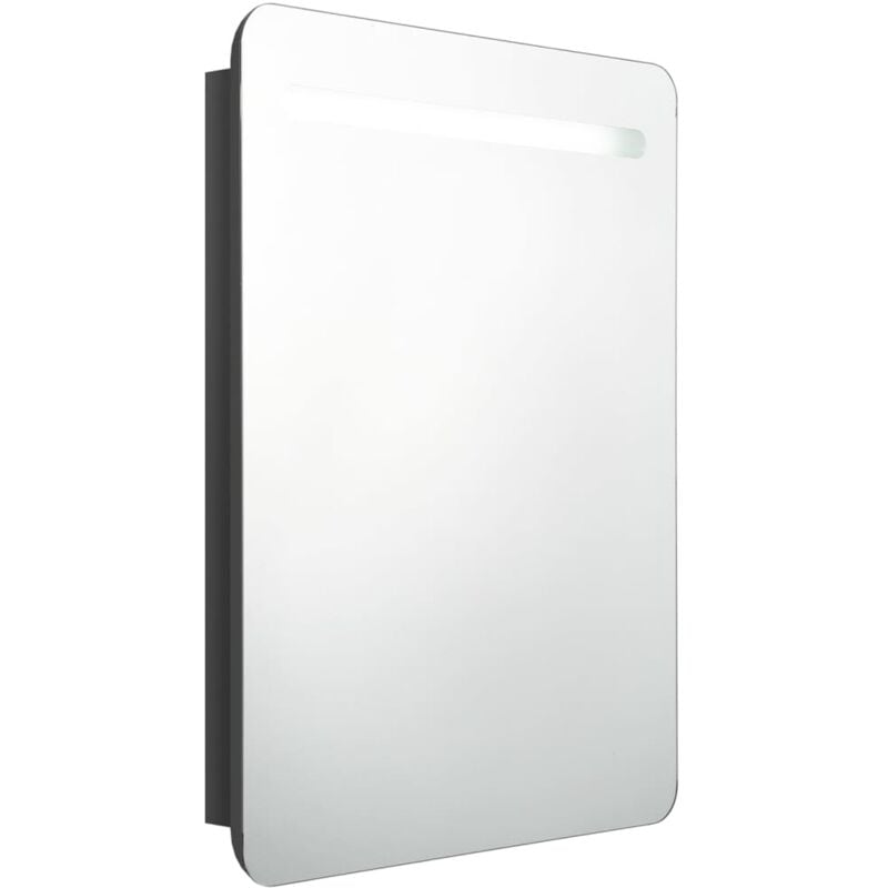 

vidaXL Armario de baño con espejo y LED negro brillante 60x11x80 cm - Negro