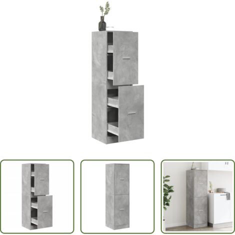 vidaXL Armario de cajones -  Armario botiquín madera ingeniería gris hormigón 40x41x144,5 cm
