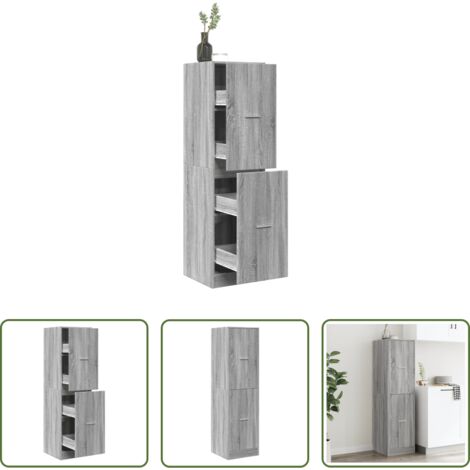 vidaXL Armario de cajones -  Armario botiquín madera ingeniería gris Sonoma 40x41x144,5 cm
