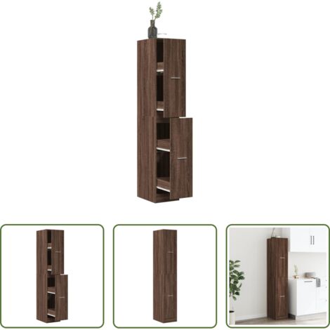 vidaXL Armario de cajones -  Armario botiquín madera ingeniería marrón roble 30x41x174,5 cm