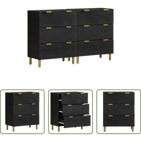 vidaXL Armario de cocina -  Aparadores 2 uds madera de ingeniería negro 60x33x75 cm