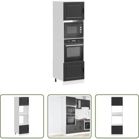 vidaXL Armario de cocina -  Armarios para horno 2 uds Porto negra madera de ingeniería