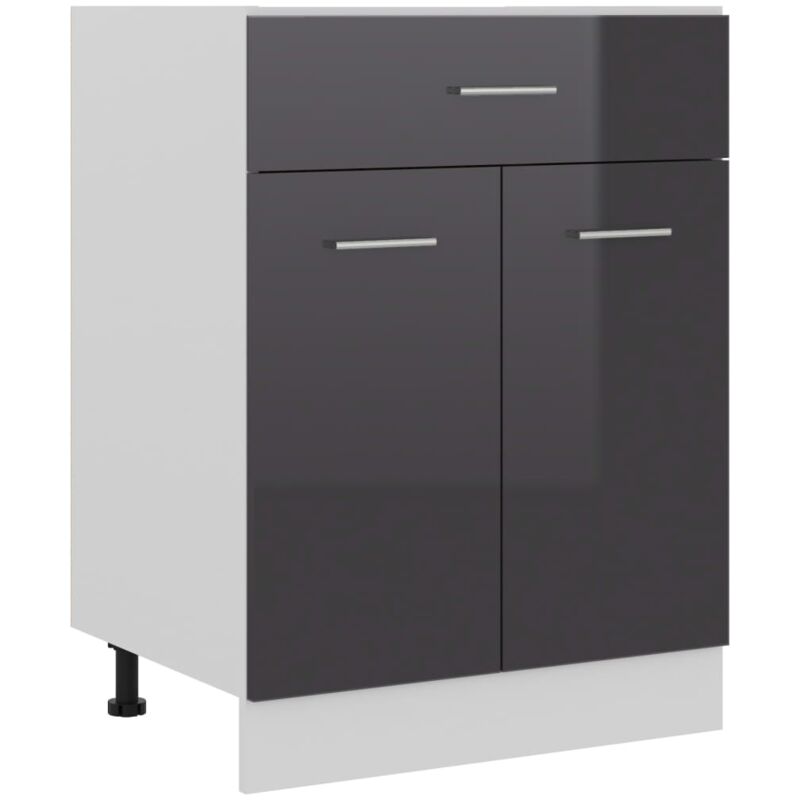 

Armario inferior cajón cocina aglomerado gris brillo - Gris - Vidaxl