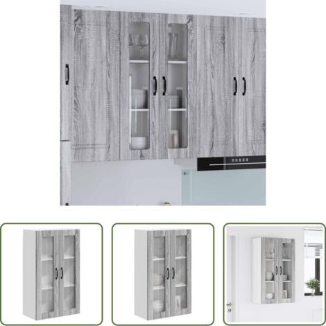 vidaXL Armario de cocina de madera -  Armario de cocina mural con puerta Gris Sonoma 60 x 31 x 100 cm