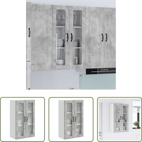 vidaXL Armario de cocina de madera -  Armario de cocina mural Gris Concreto 60 x 31 x 100 cm