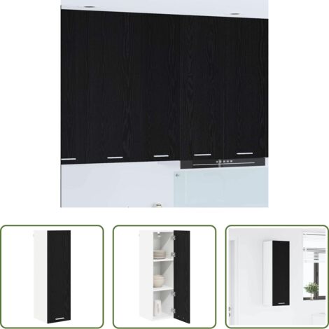vidaXL Armario de cocina moderno -  Mueble colgante con almacenamiento Roble Negro 30 x 31 x 100 cm
