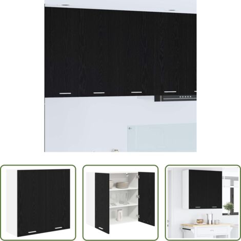 vidaXL Armario de cocina moderno -  Mueble colgante con almacenamiento Roble Negro 80 x 31 x 80 cm
