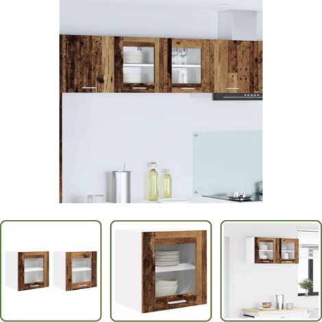 vidaXL Armario de cocina moderno -  Mueble colgante con puerta 2 pcs Madera vieja 40 x 31 x 40 cm