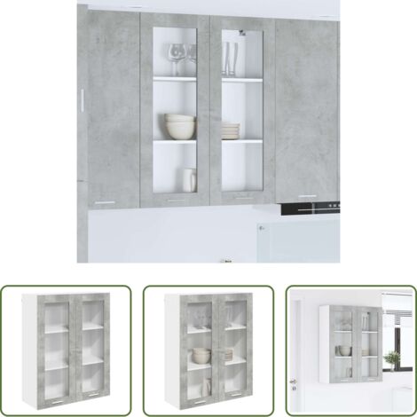 vidaXL Armario de cocina moderno -  Mueble colgante con puerta Gris Concreto 80 x 31 x 100 cm