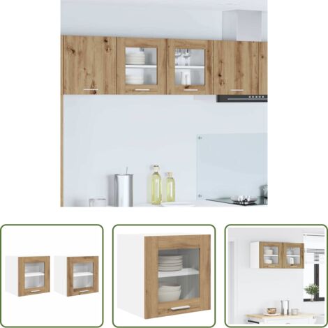 vidaXL Armario de cocina moderno -  Mueble colgante Riga 2 pcs Roble artesanal 40 x 31 x 40 cm
