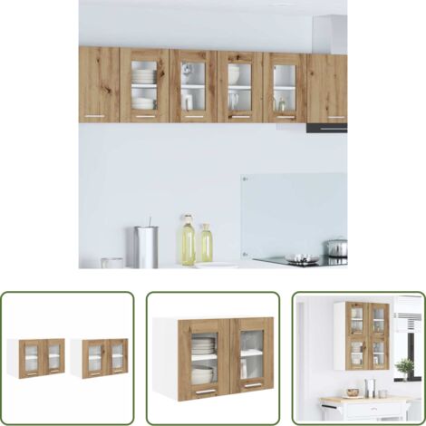 vidaXL Armario de cocina moderno -  Mueble colgante Riga 2 pcs Roble artesanal 60 x 31 x 40 cm