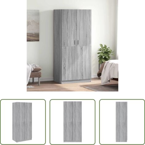 vidaXL Armario de contrachapado -  Armario madera contrachapada gris Sonoma 80x52x180 cm