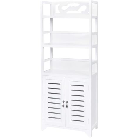vidaXL Armario de Cuarto de Baño con Estantes Madera Mueble Aseo Blanco/Marrón