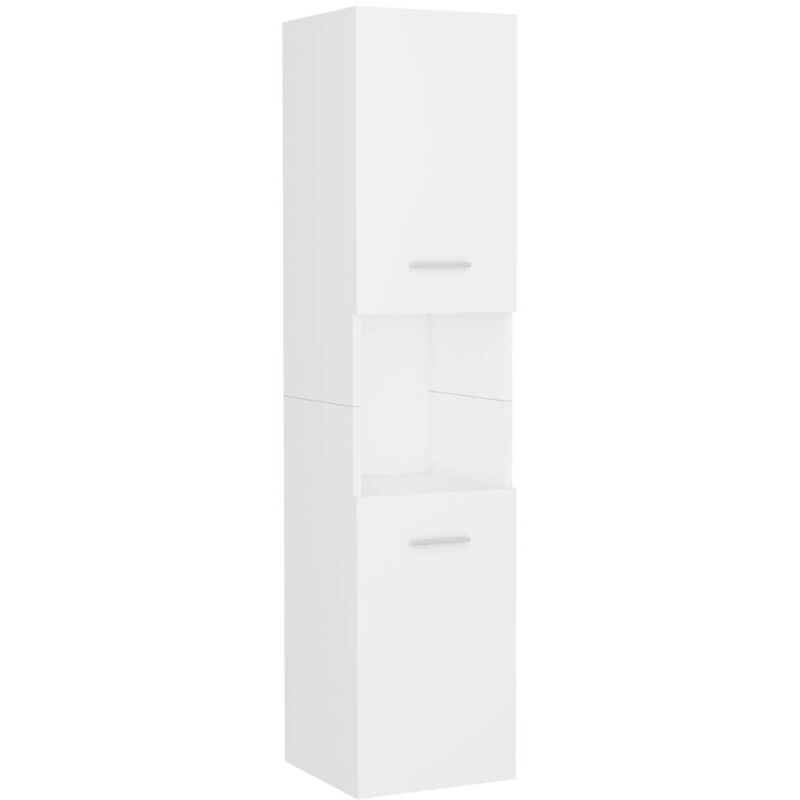 

vidaXL Armario de cuarto de baño aglomerado blanco 30x30x130 cm - Blanco