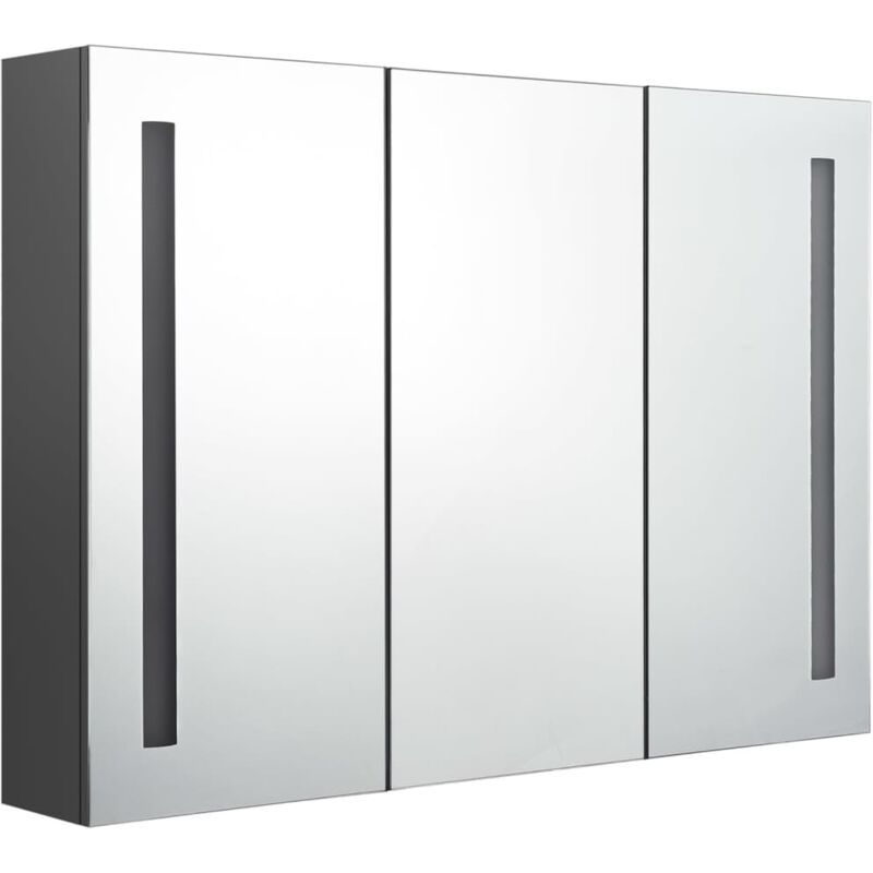 

vidaXL Armario de cuarto de baño con espejo y LED 89x14x62 cm gris - Gris